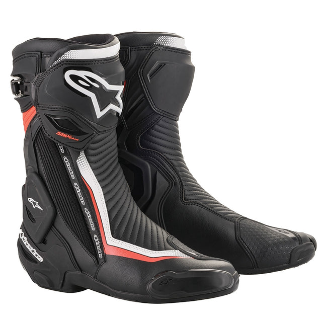 Alpinestars SMX Plus V2 Motorcycle Boots - Black/White/Red Fluo