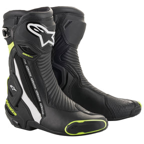 Alpinestars SMX Plus V2 Motorcycle Boots - Black/White/Yellow Fluo