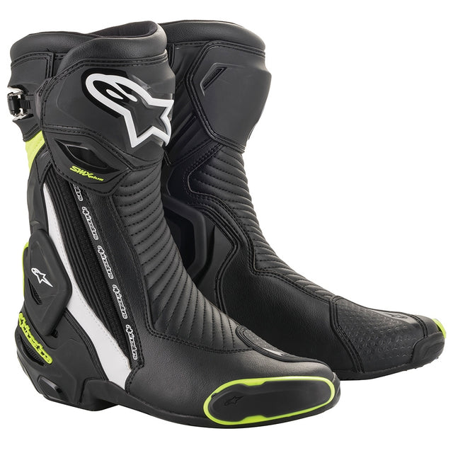 Alpinestars SMX Plus V2 Motorcycle Boots - Black/White/Yellow Fluo