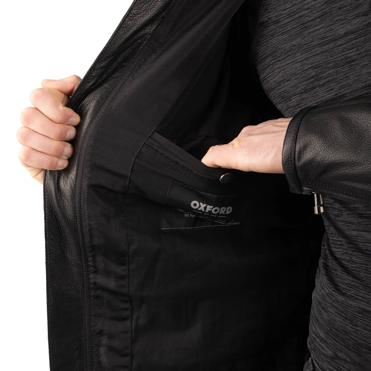 Oxford Walton 2.0 Armoured Men's Motorcycle Leather Jacket Black