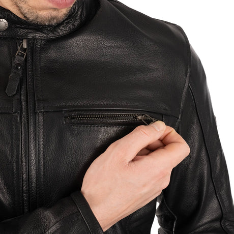 Oxford Walton 2.0 Armoured Men's Motorcycle Leather Jacket Black