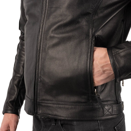 Oxford Walton 2.0 Armoured Men's Motorcycle Leather Jacket Black