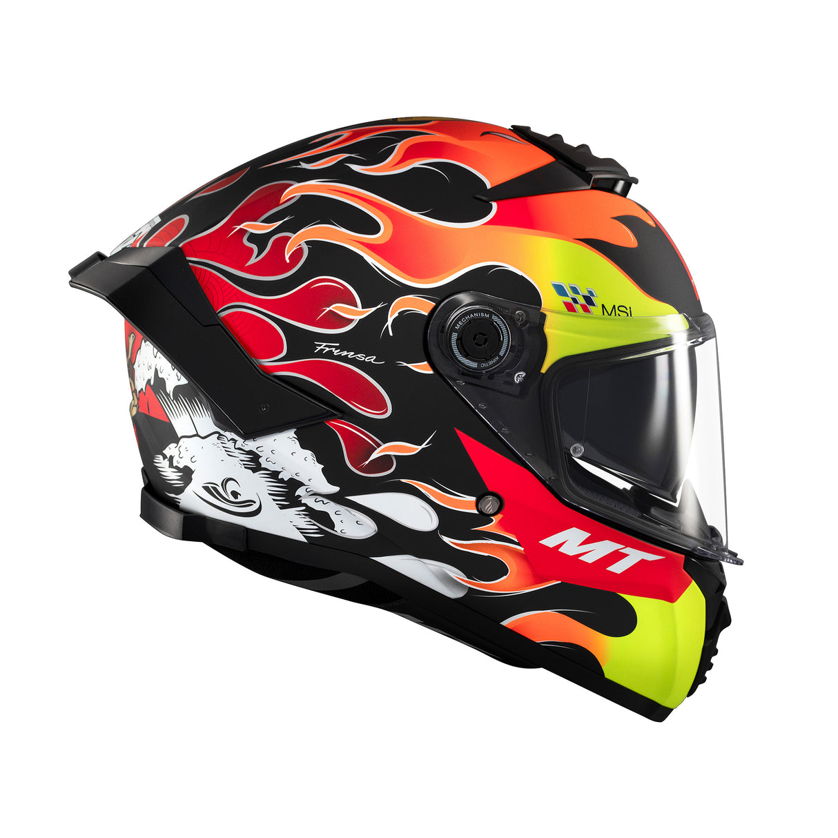 MT Thunder 4 Yamanak Motorcycle Helmet Flame Fluo Red