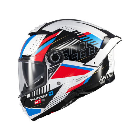 MT Thunder 4 Lumin Motorcycle Helmet - White Blue Red
