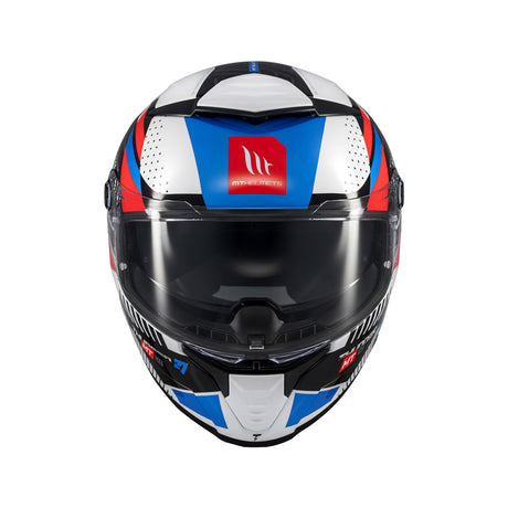 MT Thunder 4 Lumin Motorcycle Helmet - White Blue Red