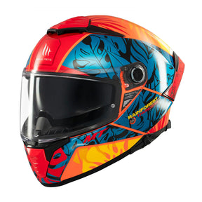 MT Thunder 4 SV Rainforest Motorcycle Full Face Helmet Orange Blue