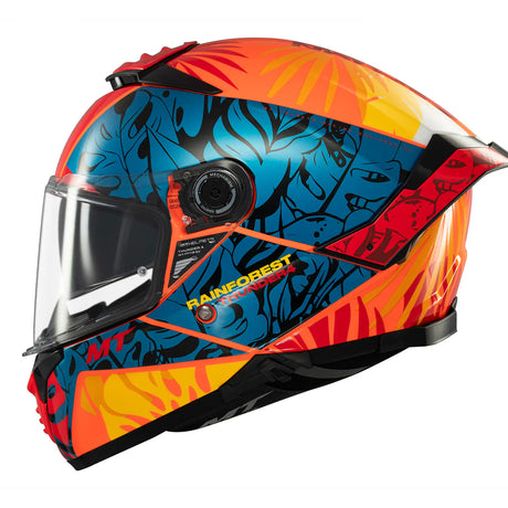 MT Thunder 4 SV Rainforest Motorcycle Full Face Helmet Orange Blue