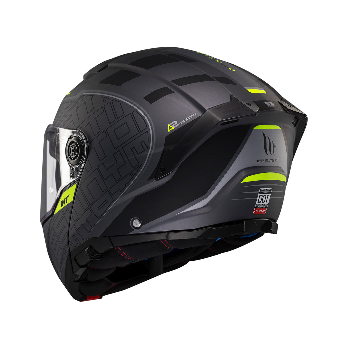MT Atom 2 Destiny Motorcycle Helmet - Black Fluo