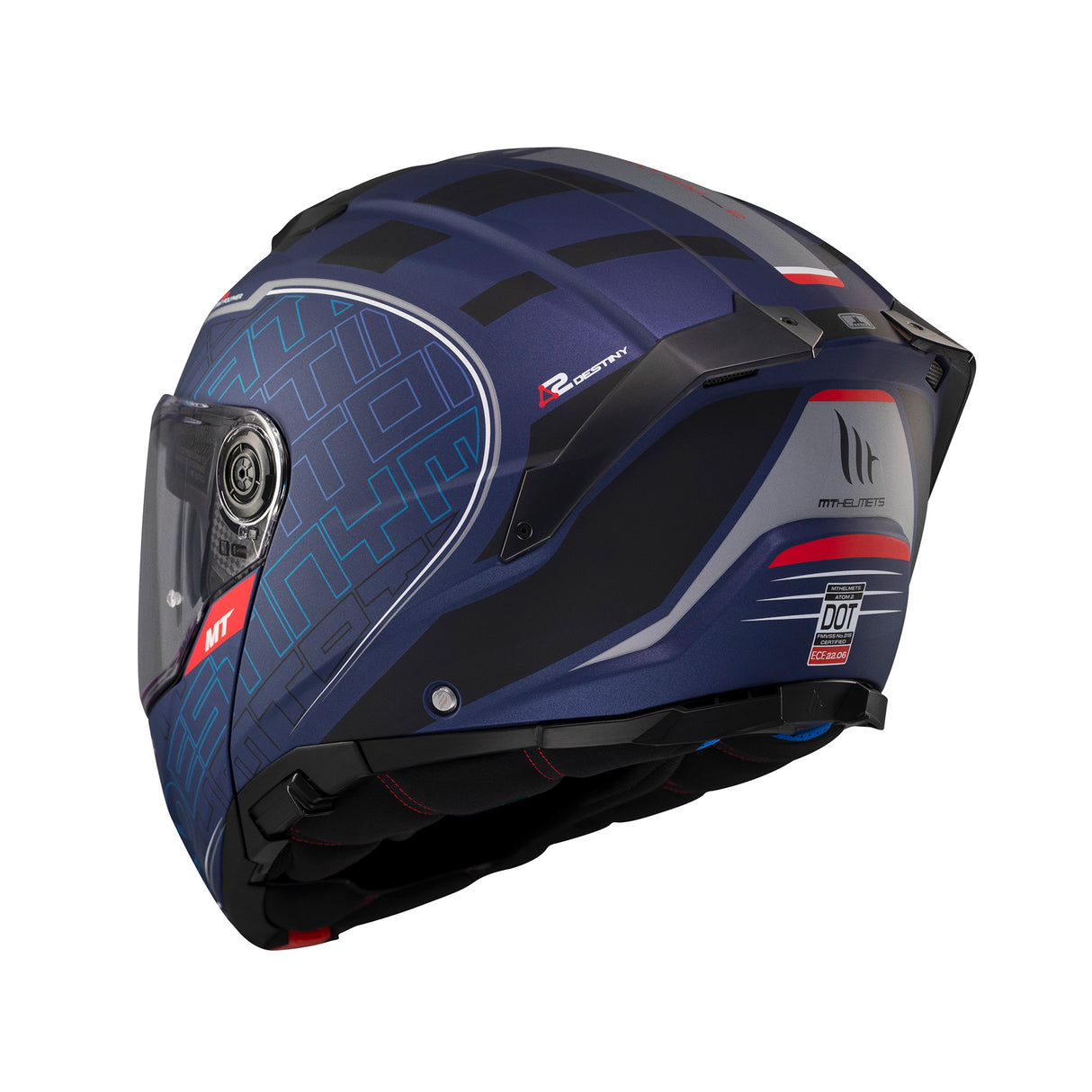 MT Atom 2 Destiny Motorcycle Helmet - Blue Black