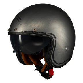 MT Le Mans 2 SV S Scratched Chrome Motorcycle Open Face Helmet