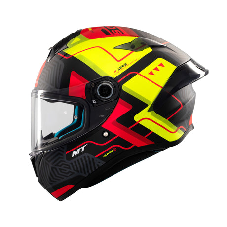 MT Targo S Brik Motorcycle Helmet - Fluo Red Black