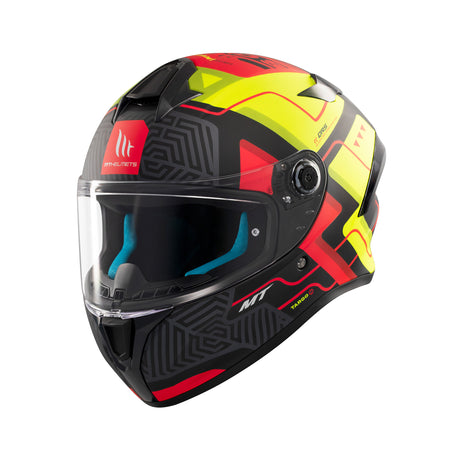 MT Targo S Brik Motorcycle Helmet - Fluo Red Black