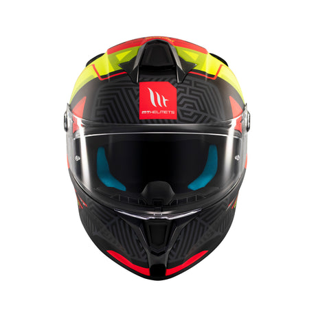 MT Targo S Brik Motorcycle Helmet - Fluo Red Black