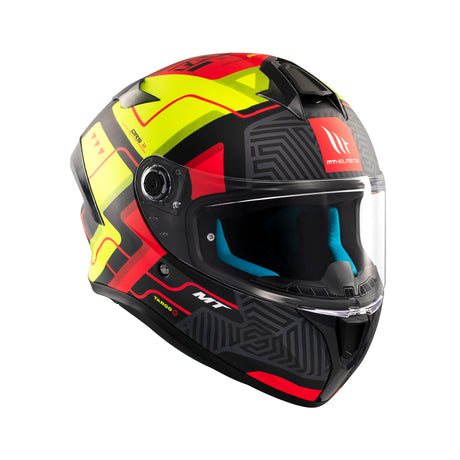 MT Targo S Brik Motorcycle Helmet - Fluo Red Black
