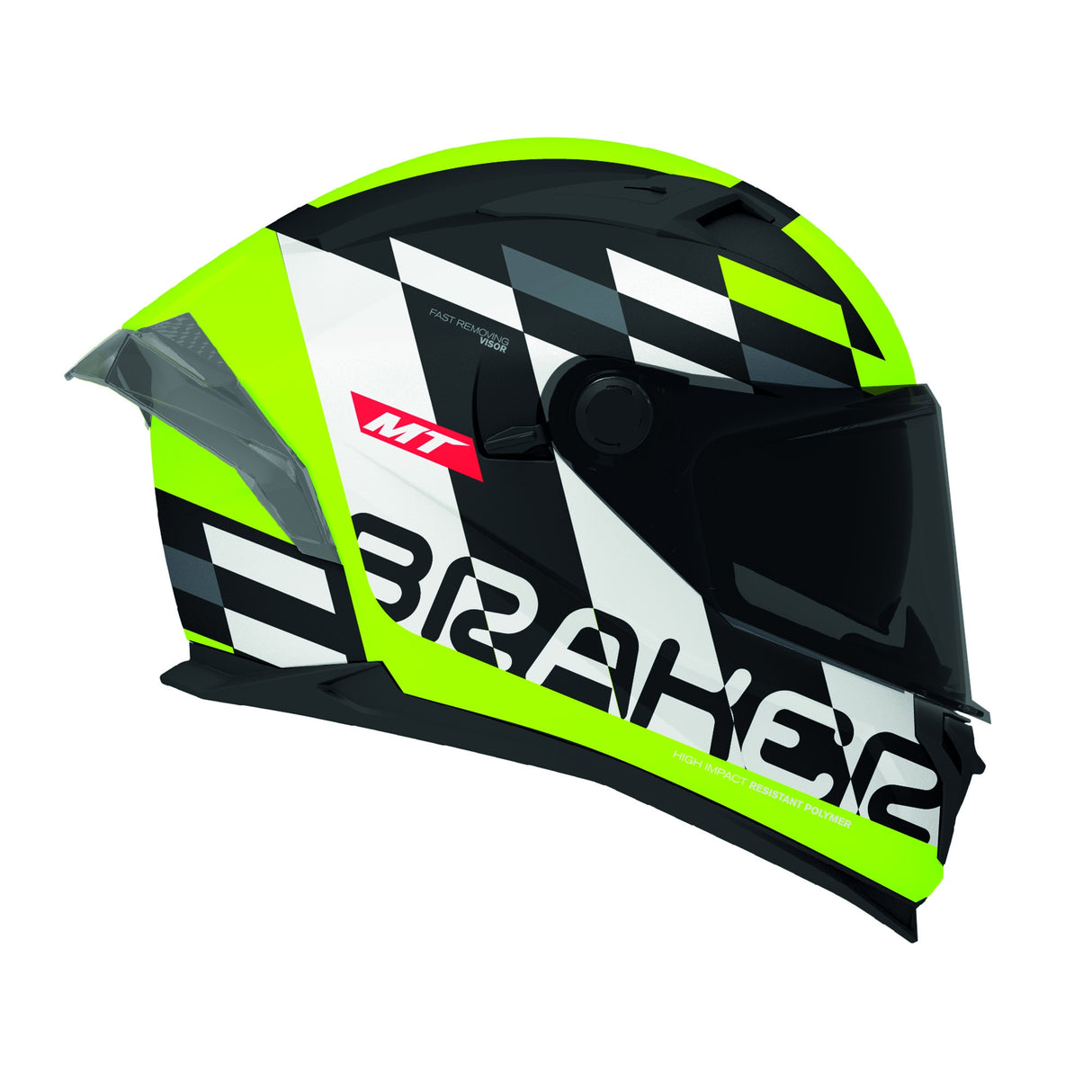 MT Braker Foster Motorcycle Full Face Helmet - Fluo