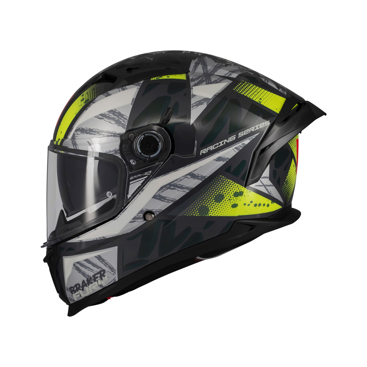 MT Braker Fury Motorcycle Helmet - Fluo