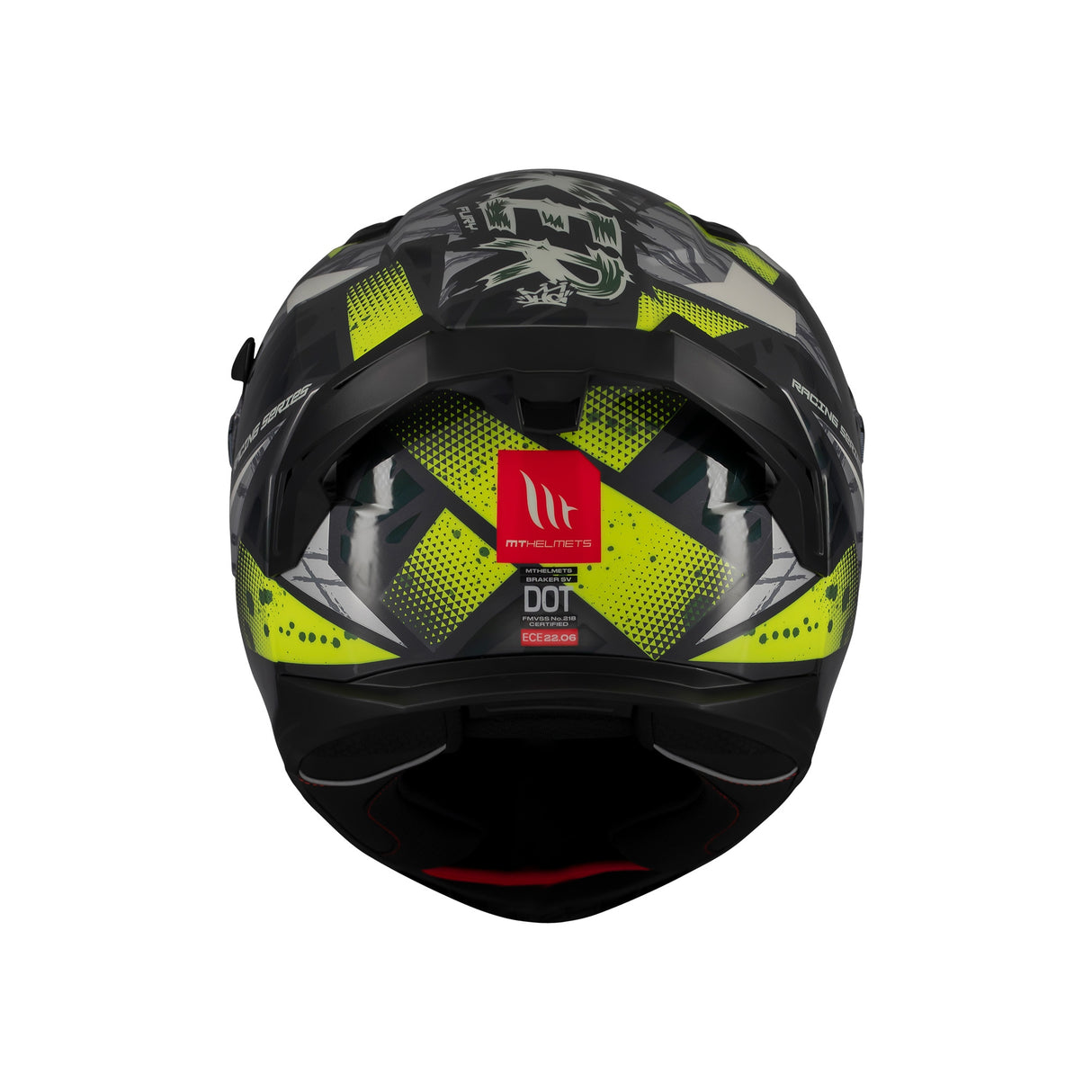 MT Braker Fury Motorcycle Full Face Helmet - Fluo