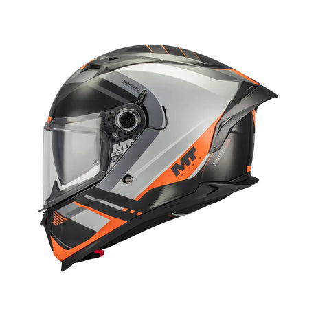 MT Braker SV Inception Motorcycle Full Face Helmet Black Grey Orange