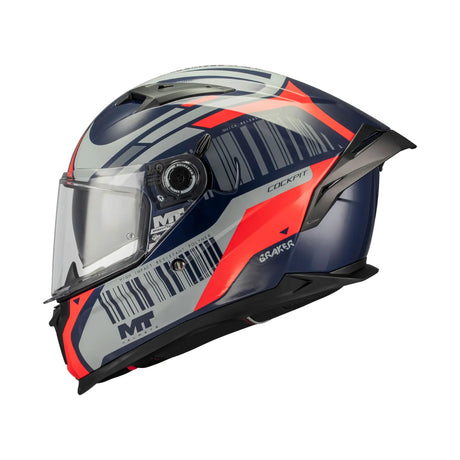 MT Braker SV Cockpit Navy Grey Red Motorcycle Full Face Helmet