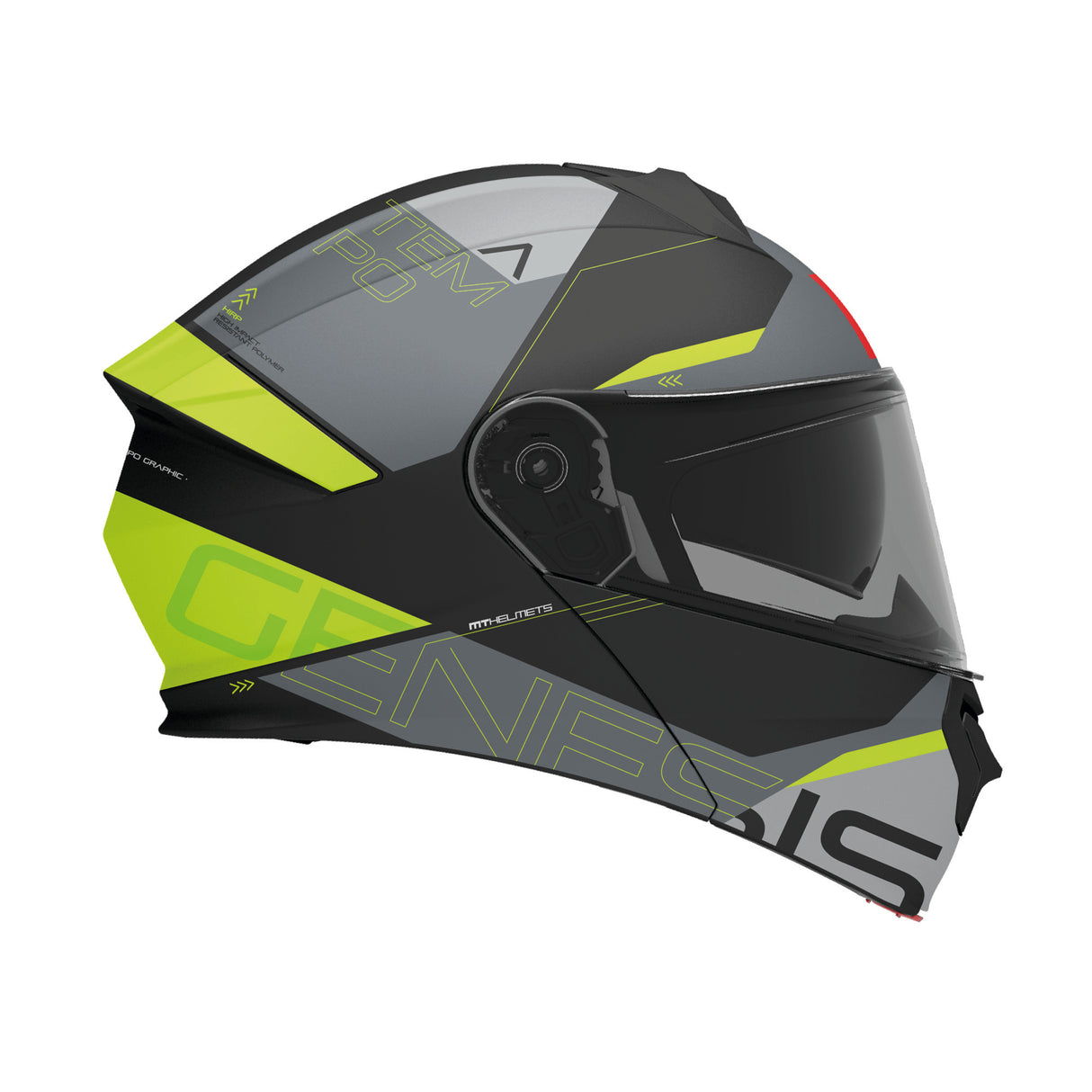 MT Genesis Atempo Motorcycle Flip Front Helmet - Fluo