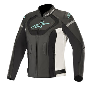 Alpinestars Stella Jaws v3 Leather Jacket Womens Black White Teal