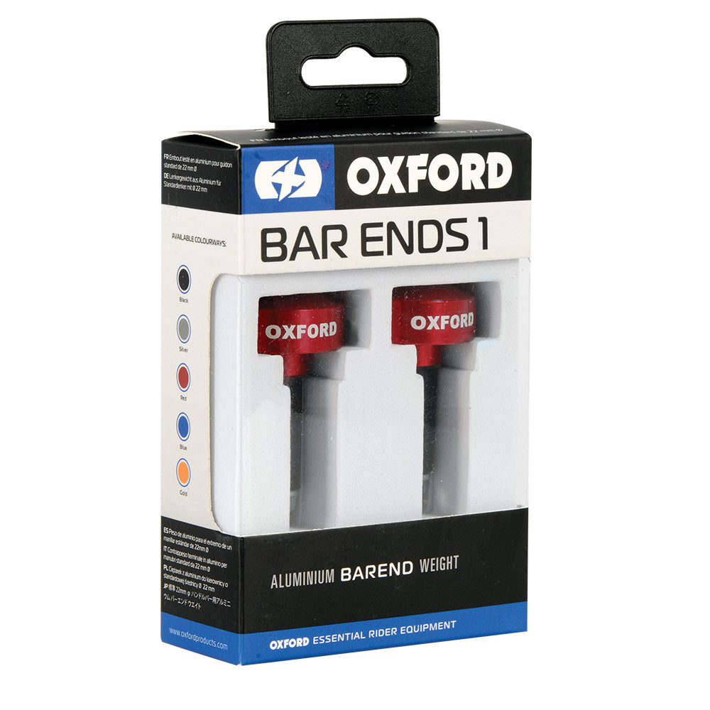 Oxford OX590 Aluminium Motorcycle Motorbike 22mm Handlebar Bar Ends 1 Universal Red