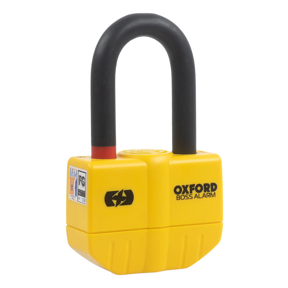 Oxford OF3 Boss Motorcycle Alarm 14mm Disc Lock Yellow