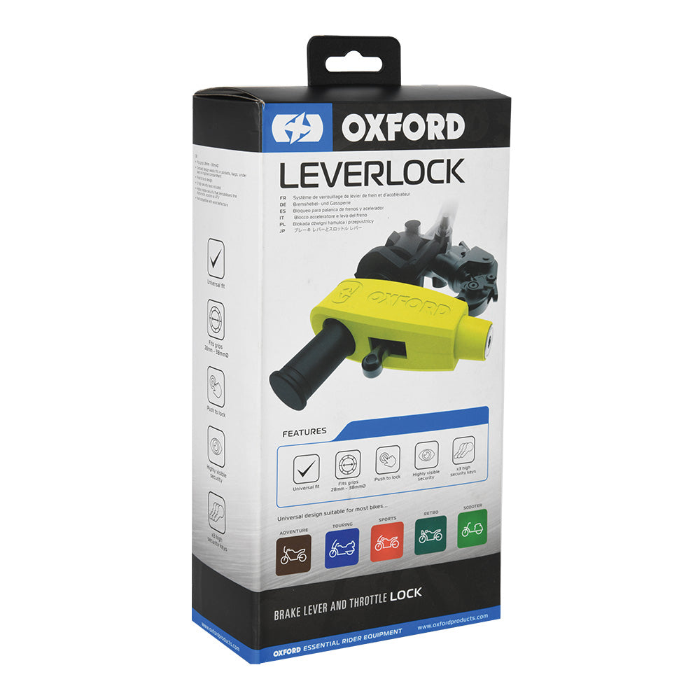Oxford LK301 Motorcycle Throttle Brake Lever Lock Leverlock Yellow