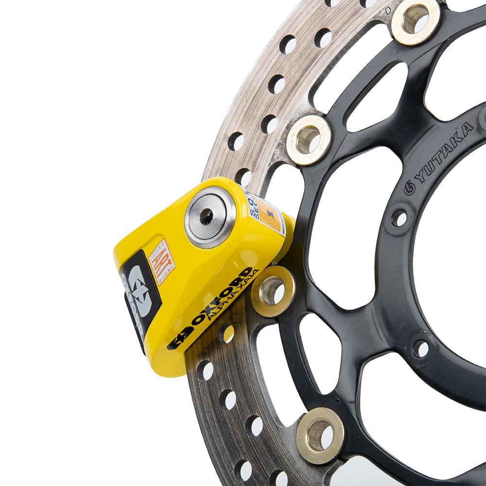 Oxford Alpha XA14 Motorcycle Alarm Disc Lock Black Yellow