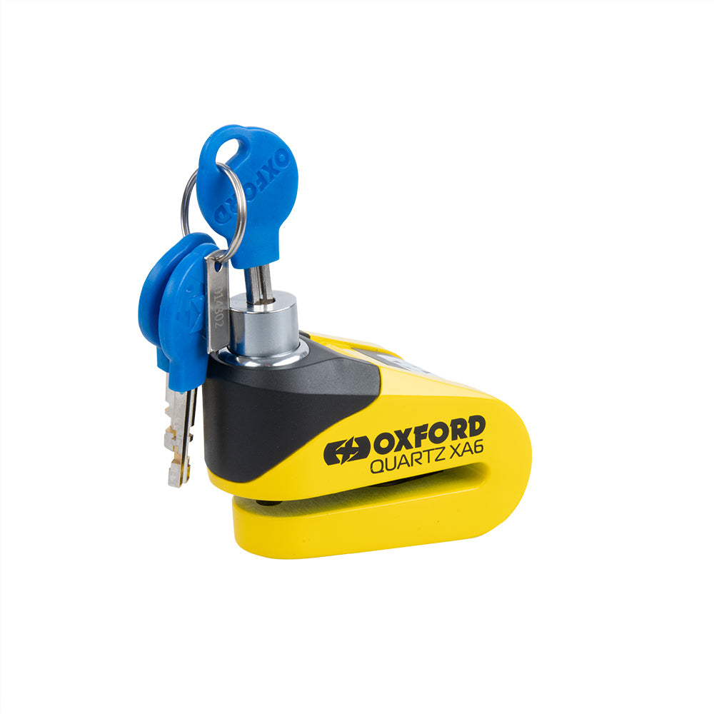 Oxford LK215 Quartz XA6 Motorcycle Alarm Disc Lock Yellow Black