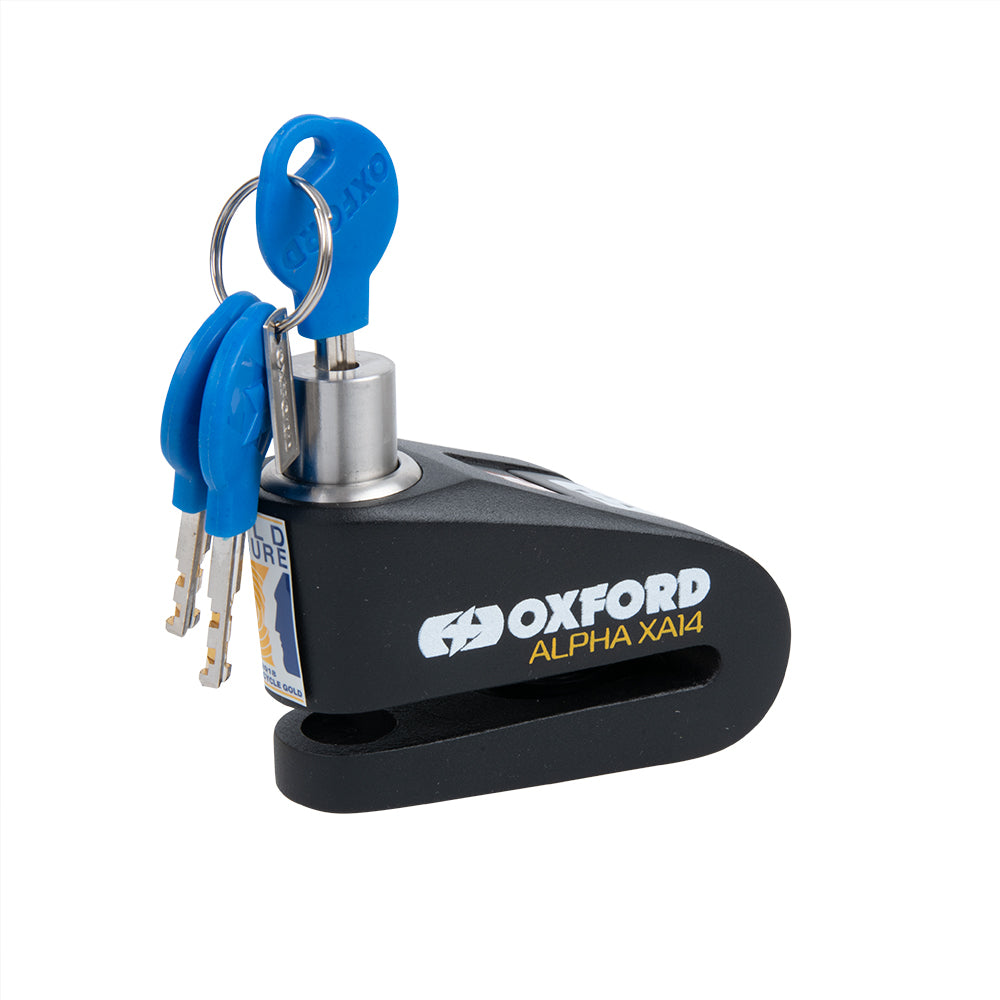 Oxford Alpha XA14 Motorcycle Alarm Disc Lock Black Yellow