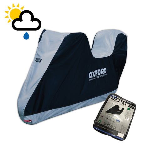 HYOSUNG GV125 AQUILA Oxford Aquatex Top Box CV203 Waterproof Motorbike Black & Silver Cover