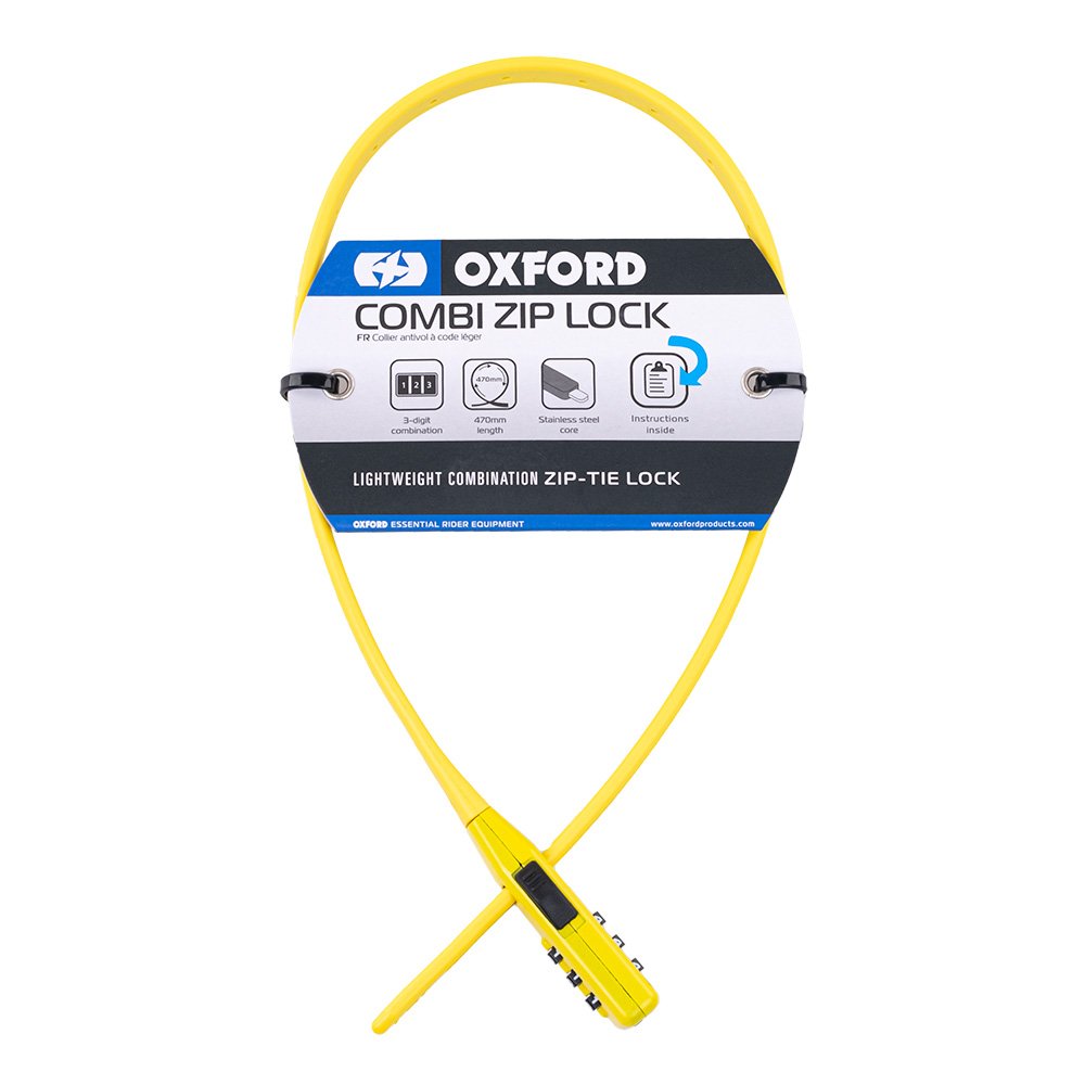 Oxford Combi Lightweight Motorcycle Motorbike Zip Combination Security Tie Lock Yellow LK151