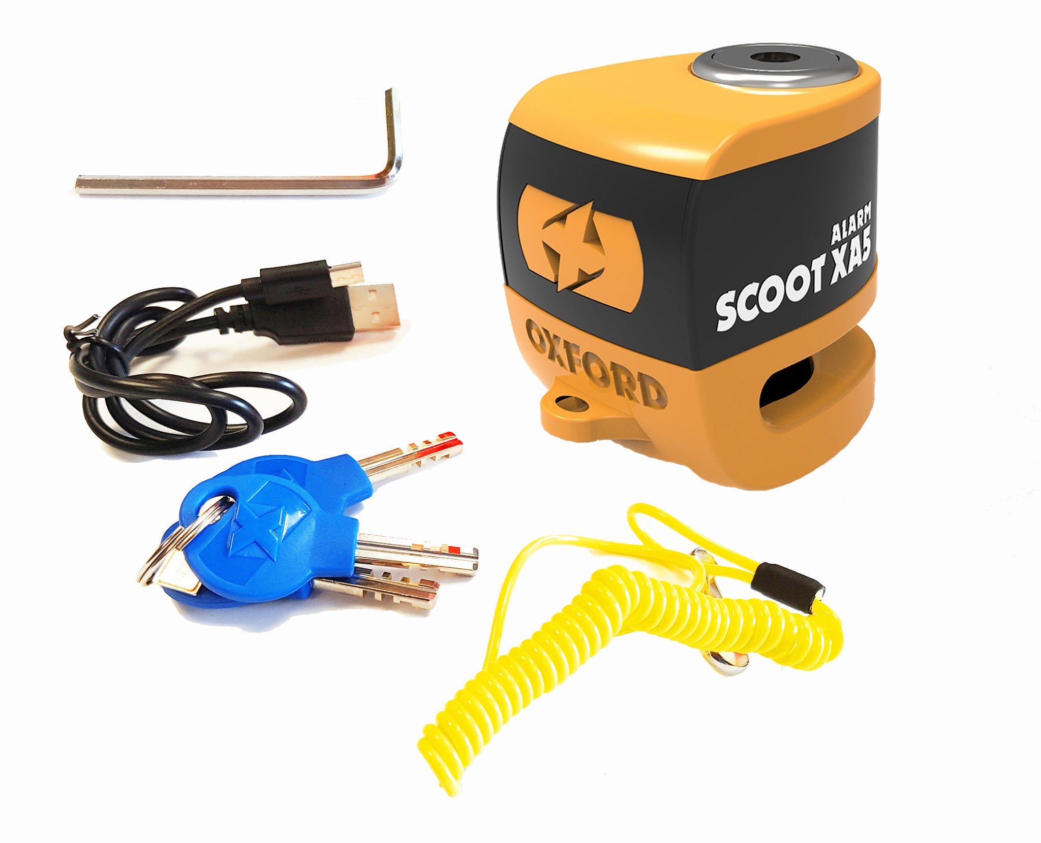 Oxford SCOOT XA5 LK288 Security Motorbike Orange Disc Lock