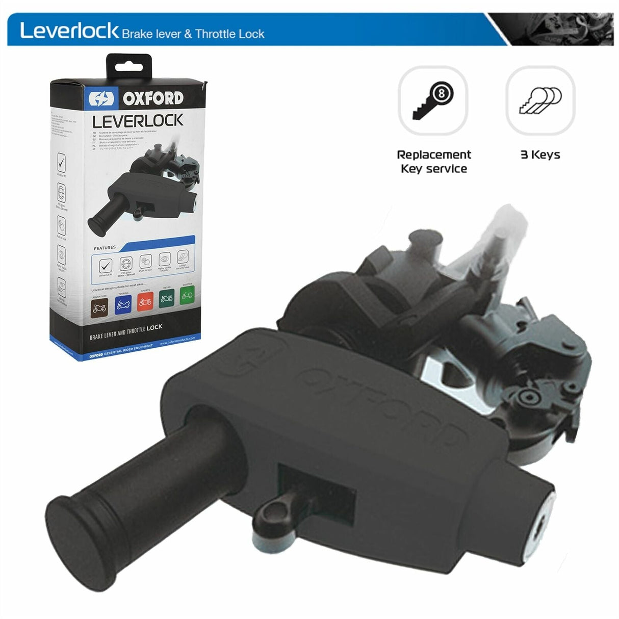 Yamaha Xv1600 Wildstar Oxford Leverlock Brake Lever Throttle Handlebar Motorcycle Motorbike Grip Lock Black LK300