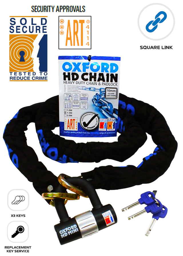 YAMAHA SCR950 Oxford HD Chain Lock Heavy Duty Chain & Padlock 2.0M OF160 Motorbike Security