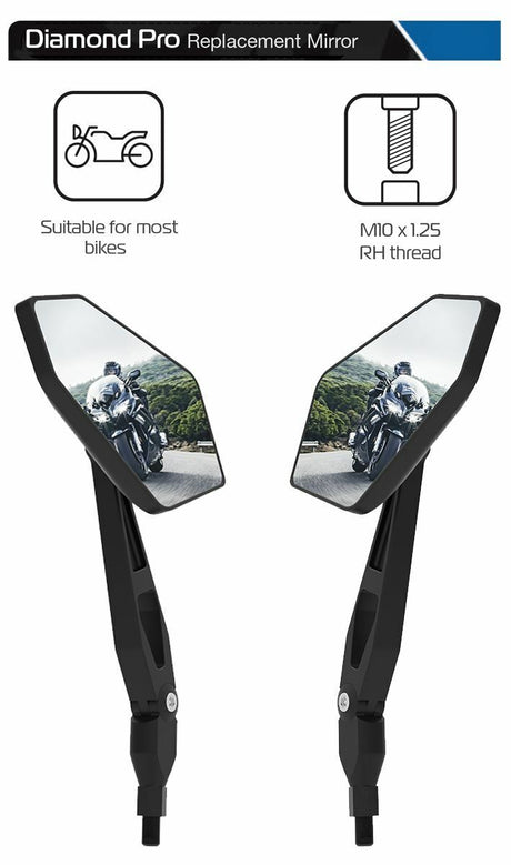 Honda Cb600F Hornet Pair Oxford Universal Diamond Pro Motorcycle Motorbike Rear View Mirrors Glass Right Left Side 10mm OX154