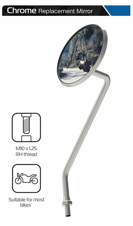 Norton Commando Chrome Motorcycle Motorbike Rear View Mirror Glass Right Side 10mm OX568