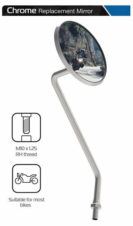 Honda H100 Chrome Motorcycle Motorbike Rear View Mirror Glass Left Side 10mm OX569