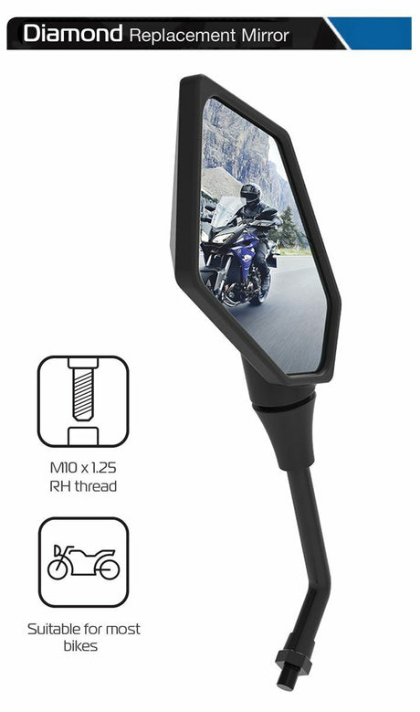 BMW S1000Xr Diamond Motorcycle Motorbike Rear View Mirror Glass Right and Left Side 10mm Pair