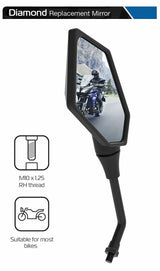 Lexmoto Aspire 125 Diamond Motorcycle Motorbike Rear View Mirror Glass Right and Left Side 10mm Pair