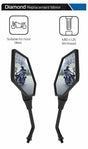 Honda Cbr600Rr Diamond Motorcycle Motorbike Rear View Mirror Glass Right and Left Side 10mm Pair