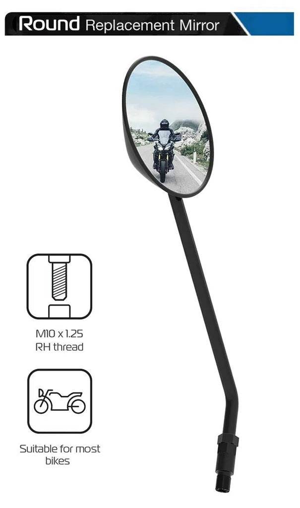 BMW R1100S Round Motorcycle Rear View Mirror Glass Left or Right Side 10mm OX576