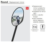 Ducati Monster Round Motorcycle Rear View Mirror Glass Left or Right Side 10mm OX576