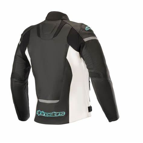 Alpinestars Stella Jaws v3 Leather Jacket Womens Black White Teal