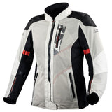 LS2 Lady Alba Textiles Touring Jacket Light Grey Black Red Ladies